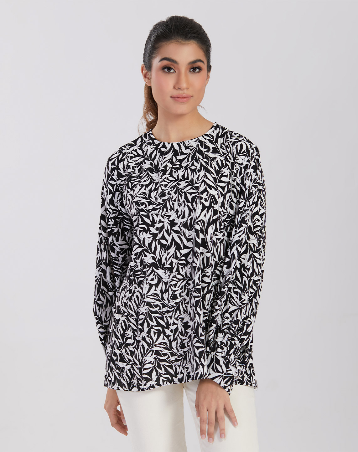 NOMI PRINTED BOUSE IN BLACK